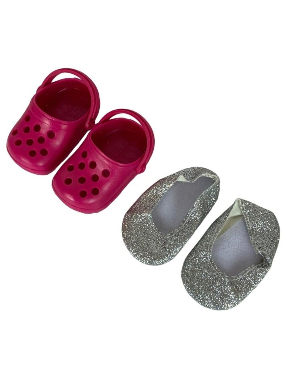 Our Generation 2 Pair Doll Shoes Sparkly Plastic Clogs & Ballet Flats Duo
